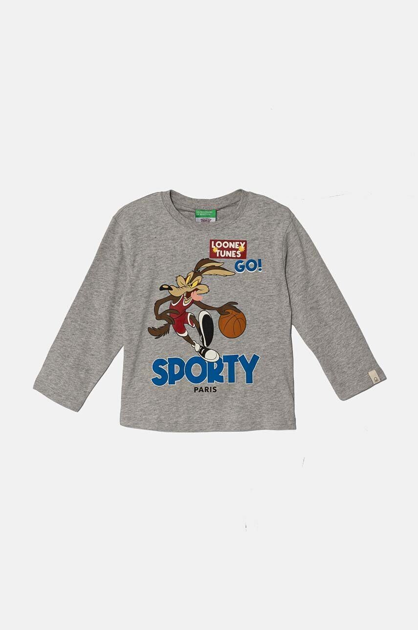 

Хлопковая футболка с длинными рукавами United Colors of Benetton для мальчиков и девочек x Looney Tunes, серый