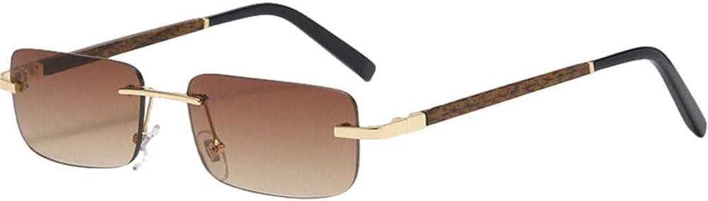 

Солнцезащитные очки MUTYNE прямоугольной формы без оправы, в стиле ретро, ​​сине-коричневые, с имитацией дерева, женские и мужские, с защитой от УФ-излучения UV400, Gold With Brown