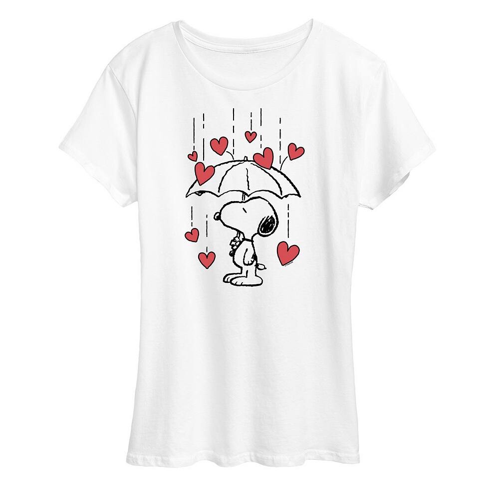 

Женская футболка с рисунком Peanuts Snoopy Heart Rain Licensed Character, белый