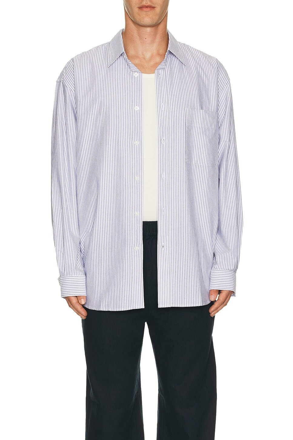 

Свободная оксфордская рубашка Wao, цвет Navy Stripe