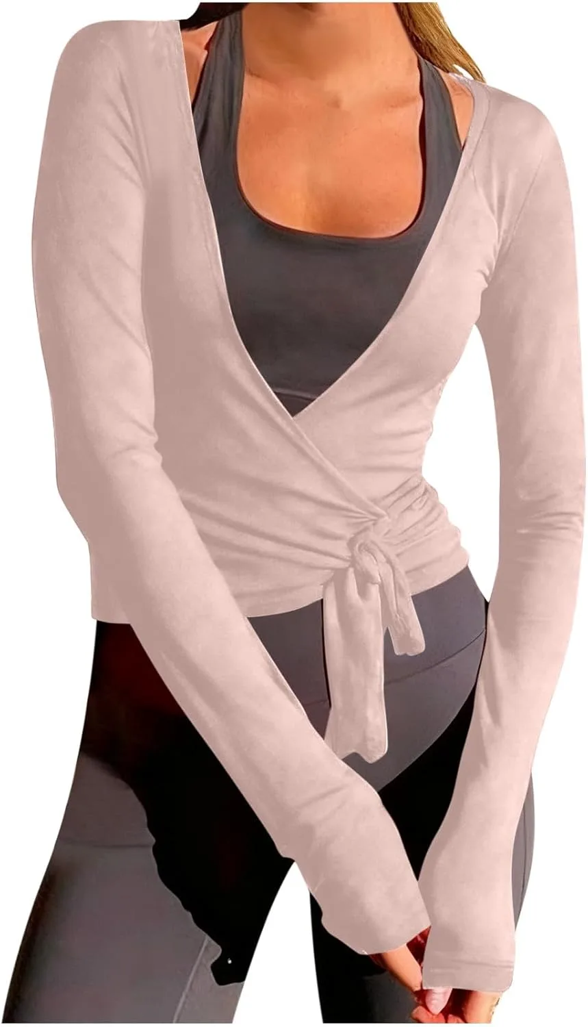 

Женская блузка с запахом и длинным рукавом Deep V Neck