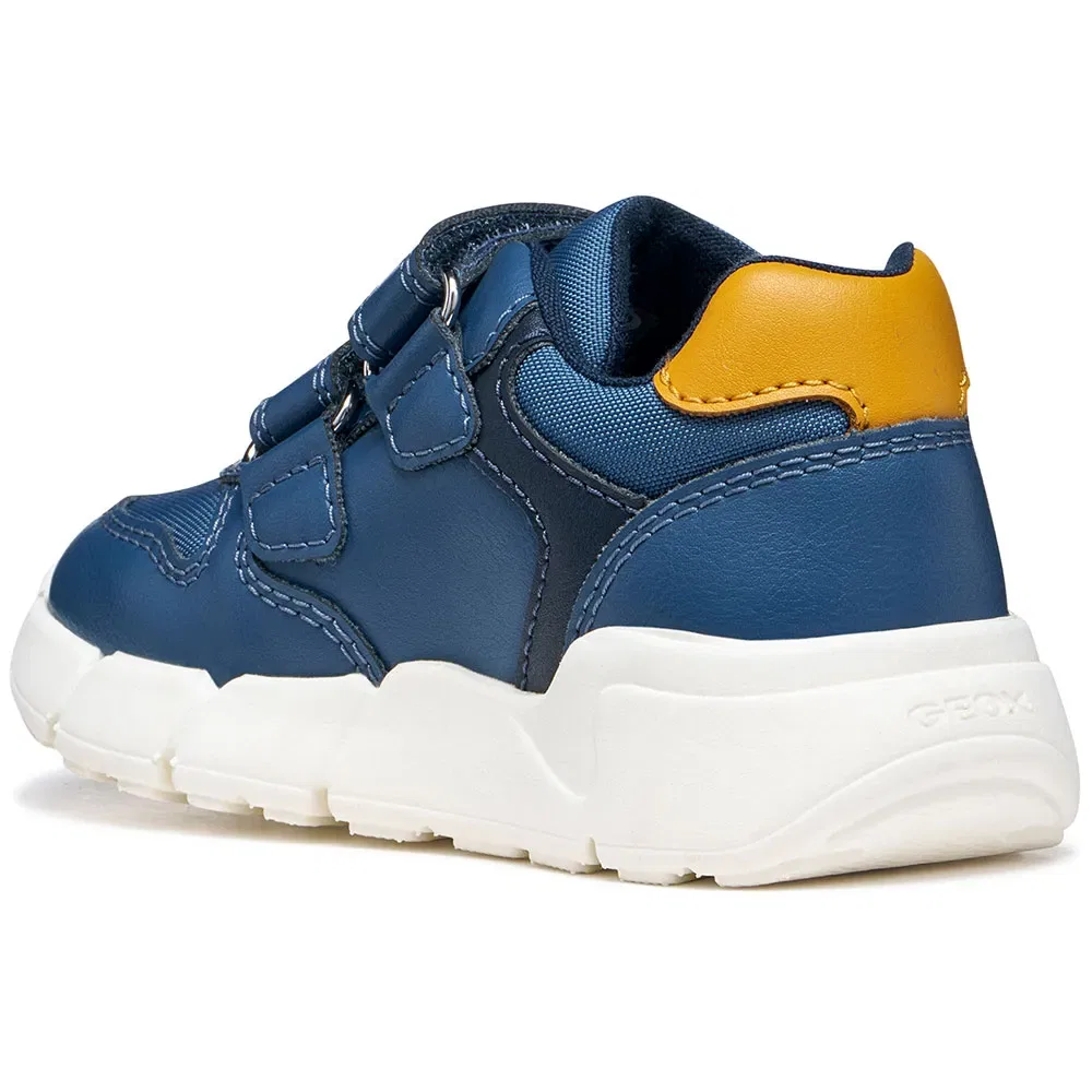 Детские кроссовки для мальчиков с эффектом кожи Geox Flexyper Mini, Blue — фото 3