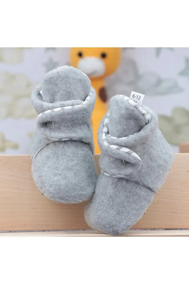 Детские тапочки на нескользящей подошве с начесом Ella Bonna, Gray-Beige — фото 4