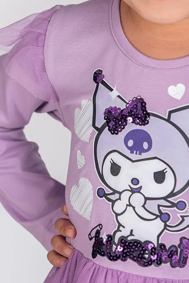 Детское платье для девочек с длинным рукавом Kuromi Minik Dolap, Lilac — фото 4