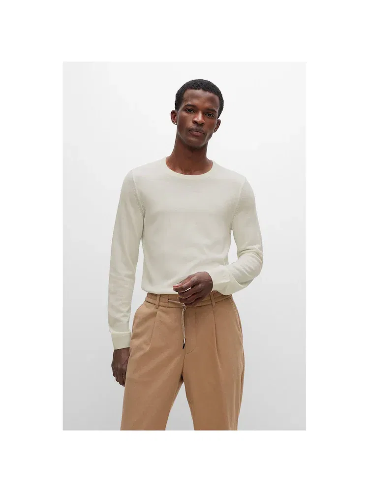 Свитер шерстяной, Slim Fit BOSS, Ivory — фото 2