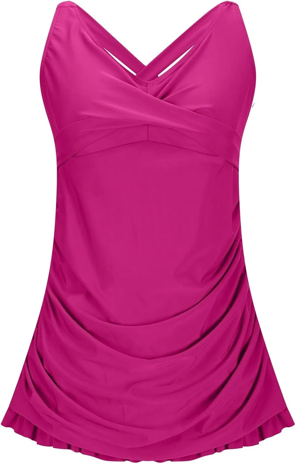Женский танкини-свимдресс с ретро-кроем, 2-piece, 01-hot Pink — фото 4