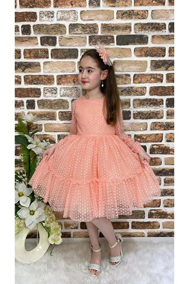 Детское платье для девочек кружевное Katkat princess lace buckle Mnk, Somon — фото 2