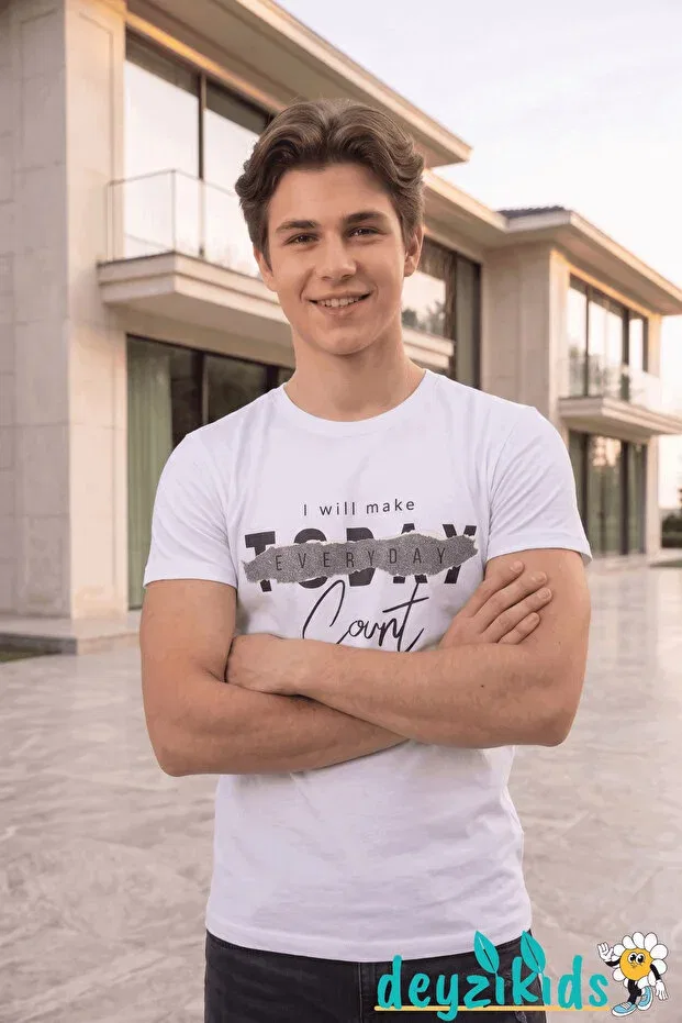 Детская футболка с принтом Today Everyday Printed T-Shirt Deyzikids, White — фото 3