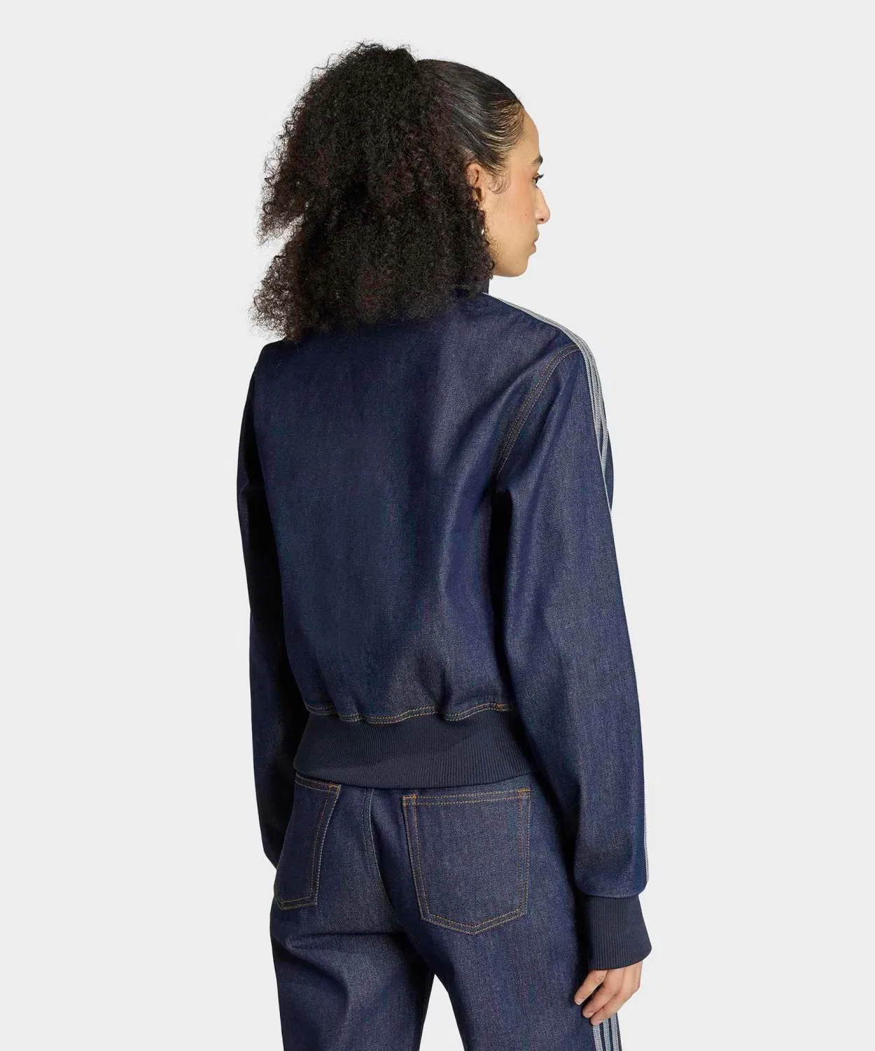 Женский джинсовый жакет с высоким воротником Firebird Tracktop Denim Adidas, Blue — фото 2