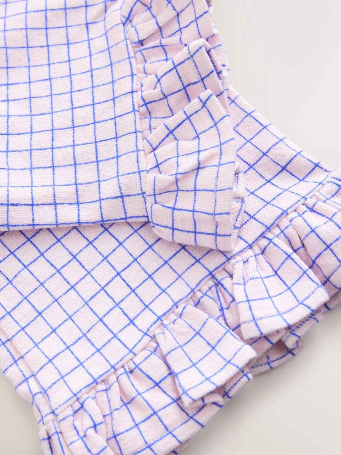 Брюки широкие с оборкой, клетка Pink/Blue Next, розово-голубые — фото 4