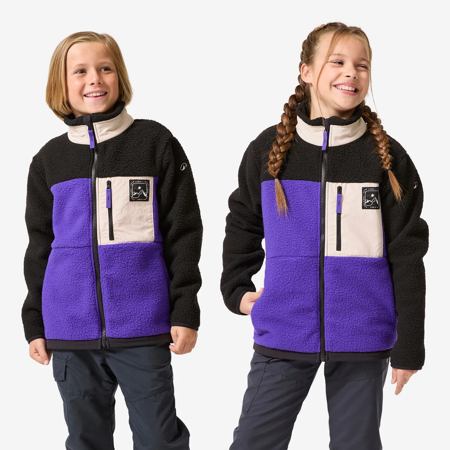 Детская флисовая куртка с начесом Sherpa NH 900 Quechua, Electric Purple Black
