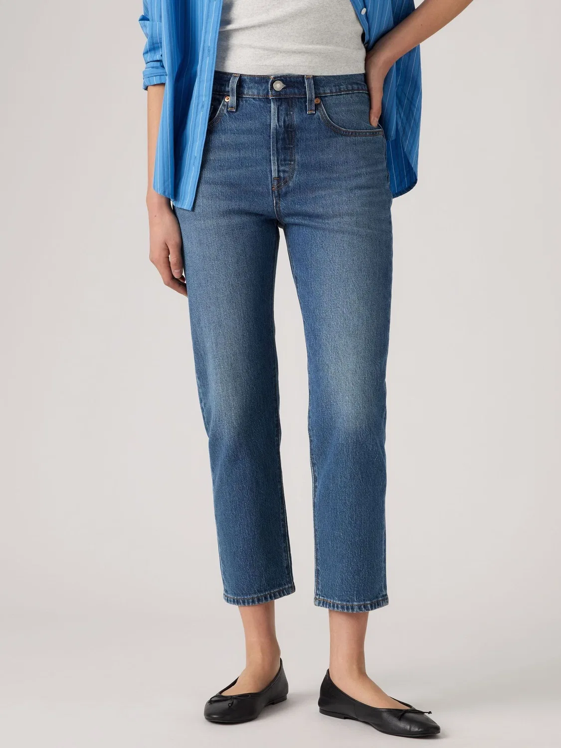 Синие укороченные джинсы Levi's Array Away 501 — фото 4