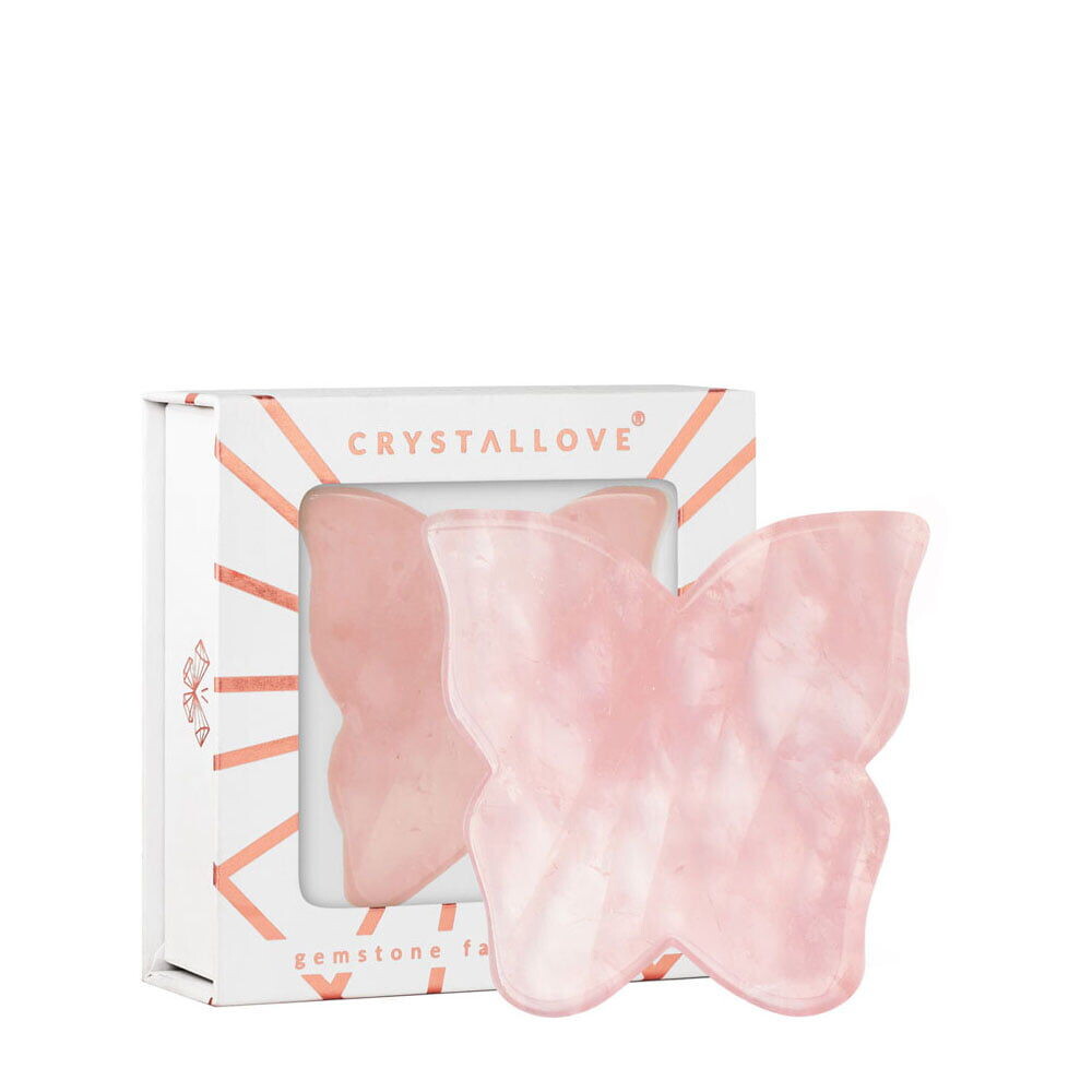 Crystallove Crystal Collection пластина-бабочка для массажа лица гуаша из розового кварца, 1 шт. — фото 3