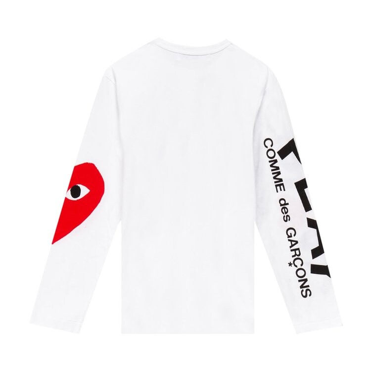 Футболка Comme des Garçons PLAY Logo Long-Sleeve T-Shirt 'White', белый — фото 3