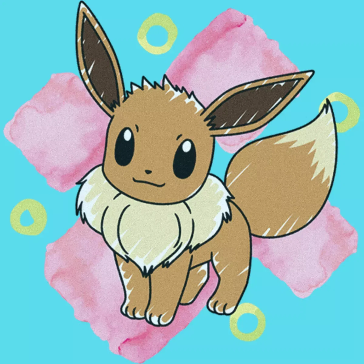 Детский укороченный топ для девочек с принтом Pokemon Eevee Watercolor Cropped T-Shirt, Blue — фото 2