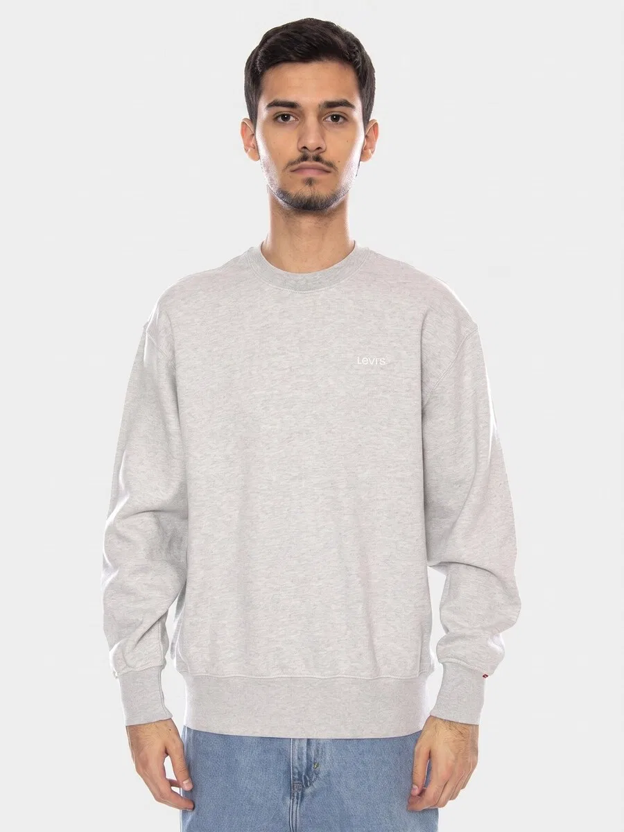 Толстовка LEVI'S 'Authentic Crew Light Gray Heather Bros BC03 Neutral' серого цвета — фото 2