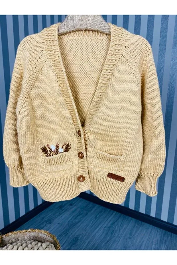 Детский кардиган с V-образным вырезом Tuobebe, Light Brown