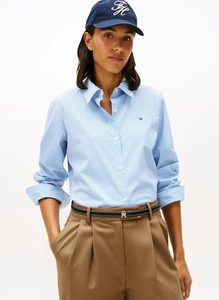 Рубашка с вышивкой флага Regular Fit Tommy Hilfiger, синяя