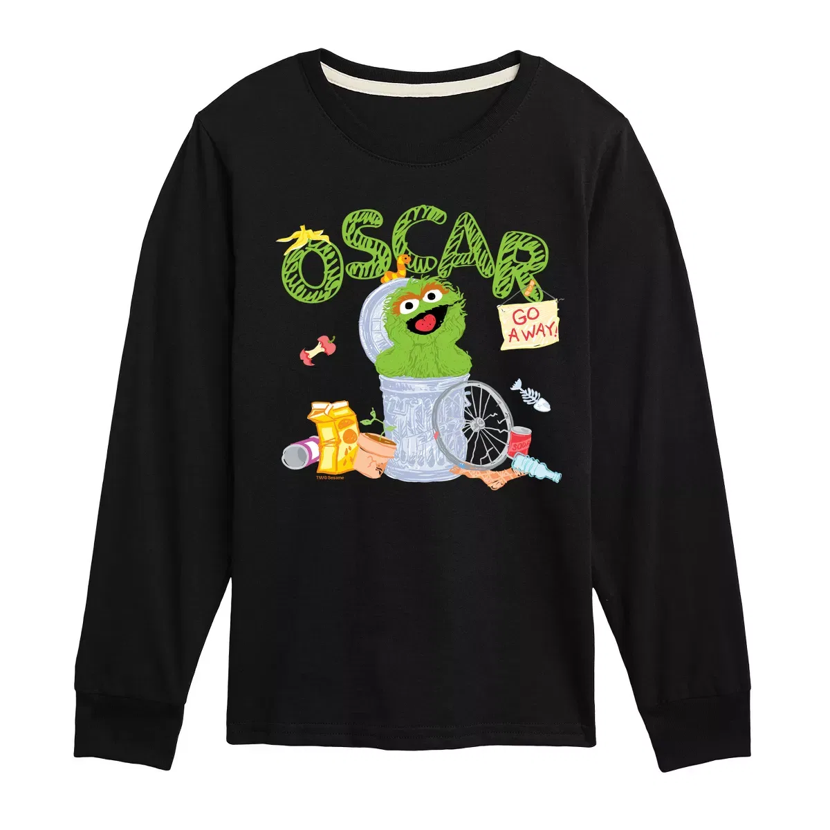 Детская футболка с длинным рукавом с принтом Oscar Sesame Street, Navy