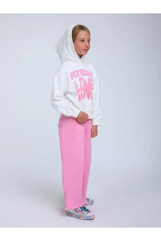 Детское худи для девочек с принтом Hooded Love Written Escabel, White