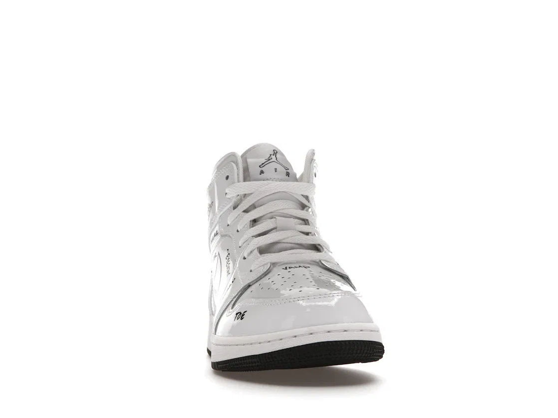 Детские кроссовки с принтом Jordan 1 Mid Jordan, White/Black — фото 2