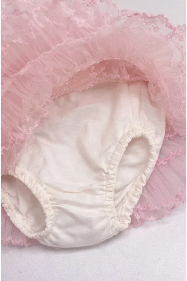 Детская юбка для девочек с кружевом Kardeşler Bebe, Ecru-Pink — фото 3
