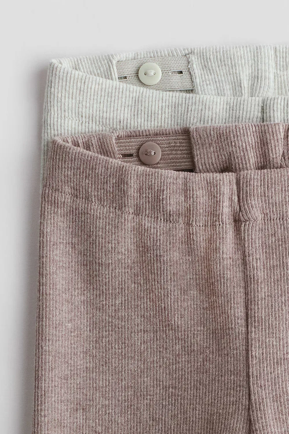 Комплект из 2 ребристых хлопковых леггинсов H&M, Hellgrün/Beige — фото 2