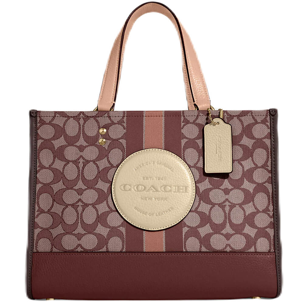

Сумка Coach Outlet Dempsey Carryall In Signature Jacquard With Stripe And Coach Patch, золотой/винный, Желтый, Сумка Coach Outlet Dempsey Carryall In Signature Jacquard With Stripe And Coach Patch, золотой/винный