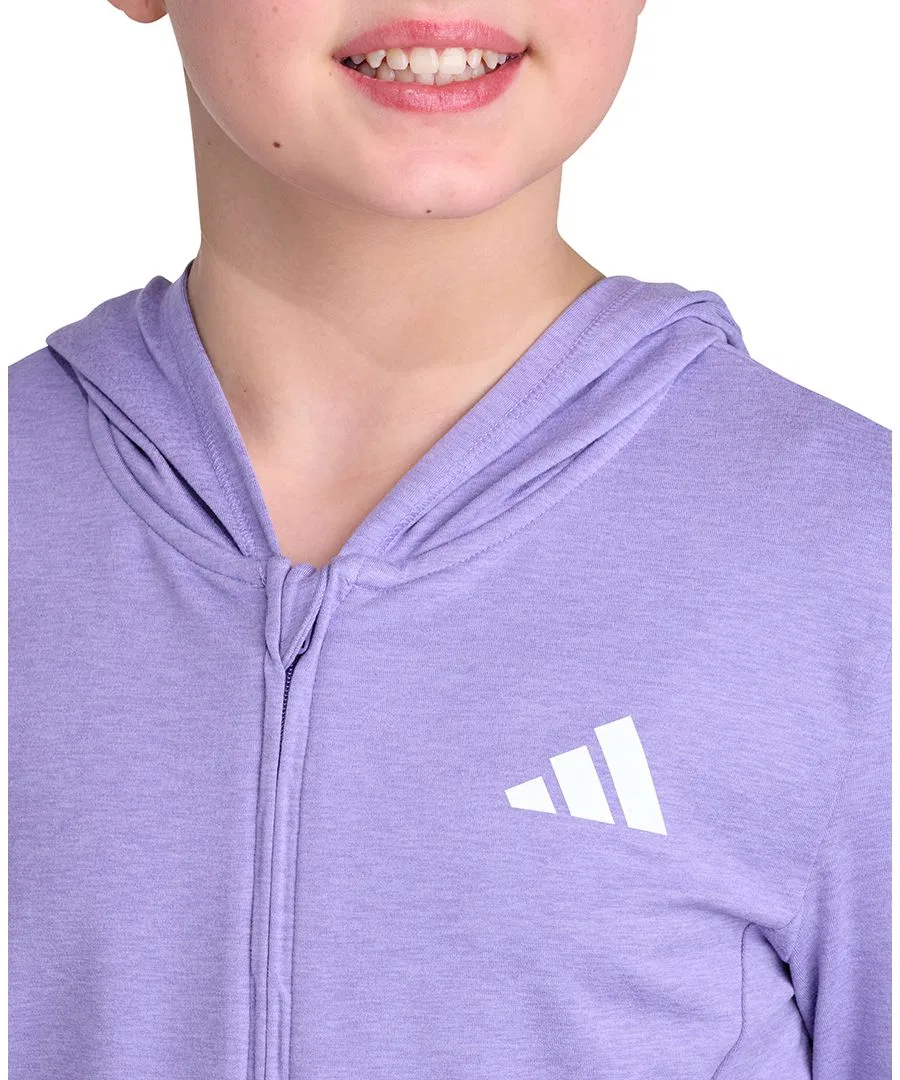 Детская куртка с капюшоном и длинным рукавом, slim fit adidas, Lilac Melange — фото 3