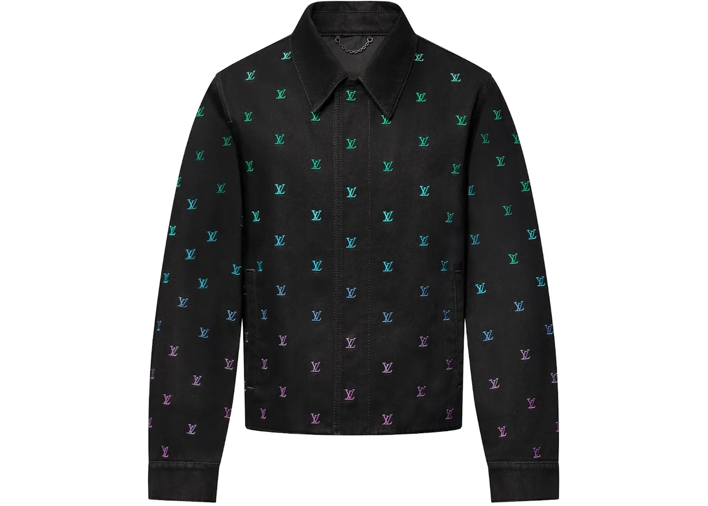 Мужская джинсовая куртка с вышивкой Louis Vuitton, Black