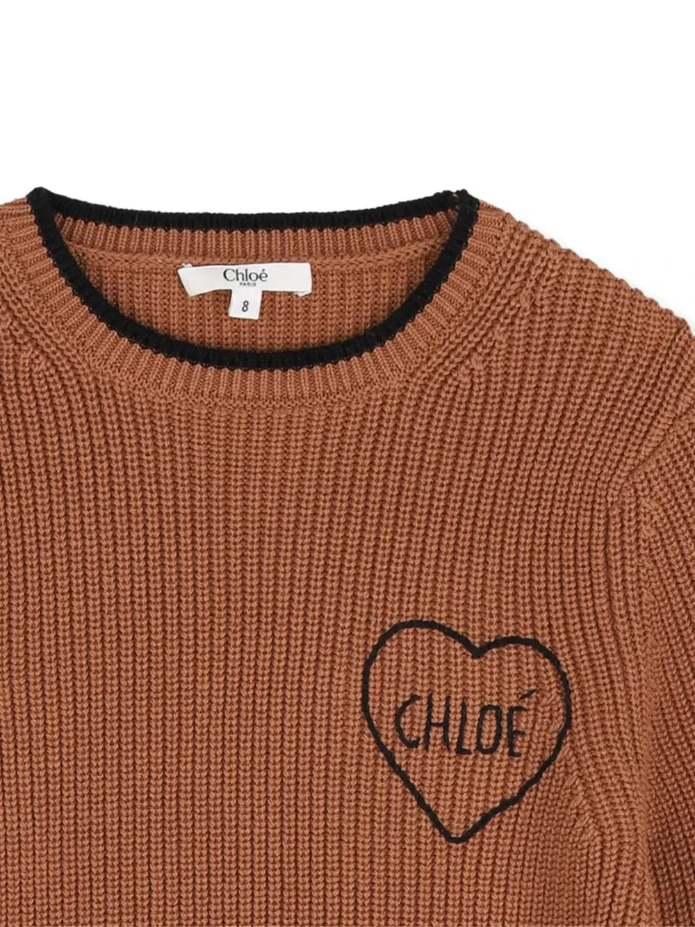 Свитер в рубчик с вышивкой Chloe Kids, коричневый — фото 3