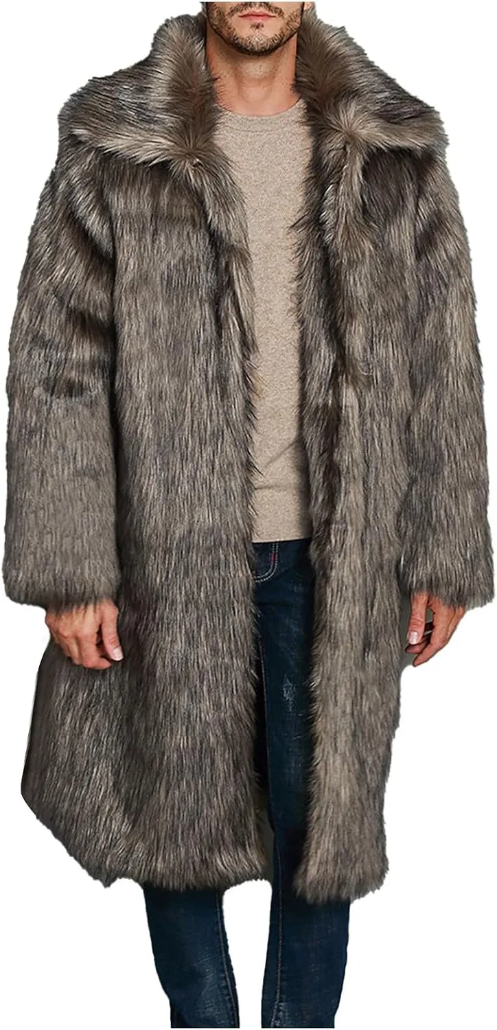 Мужское пальто из искусственного меха, с длинным рукавом, Fleece Jacket, #B08-grey