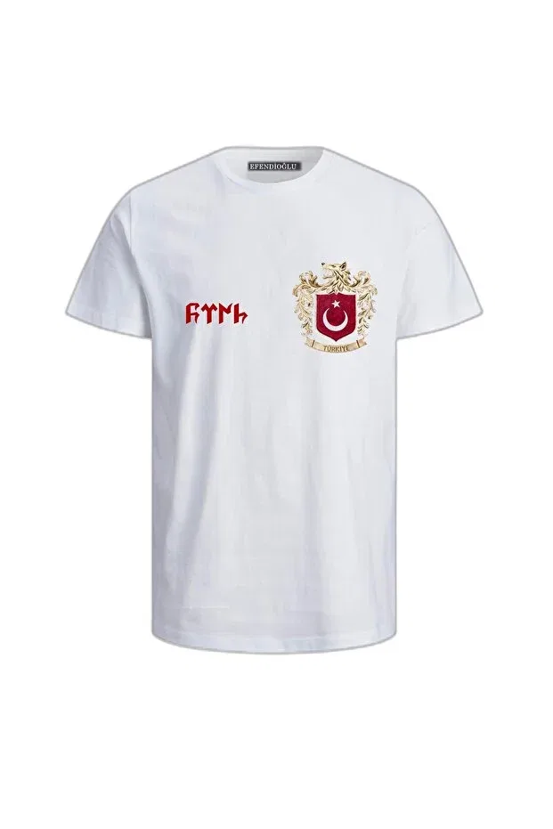 Детская футболка для мальчиков с принтом Turkish printed gray wolf logo Efendioğlu Design, White