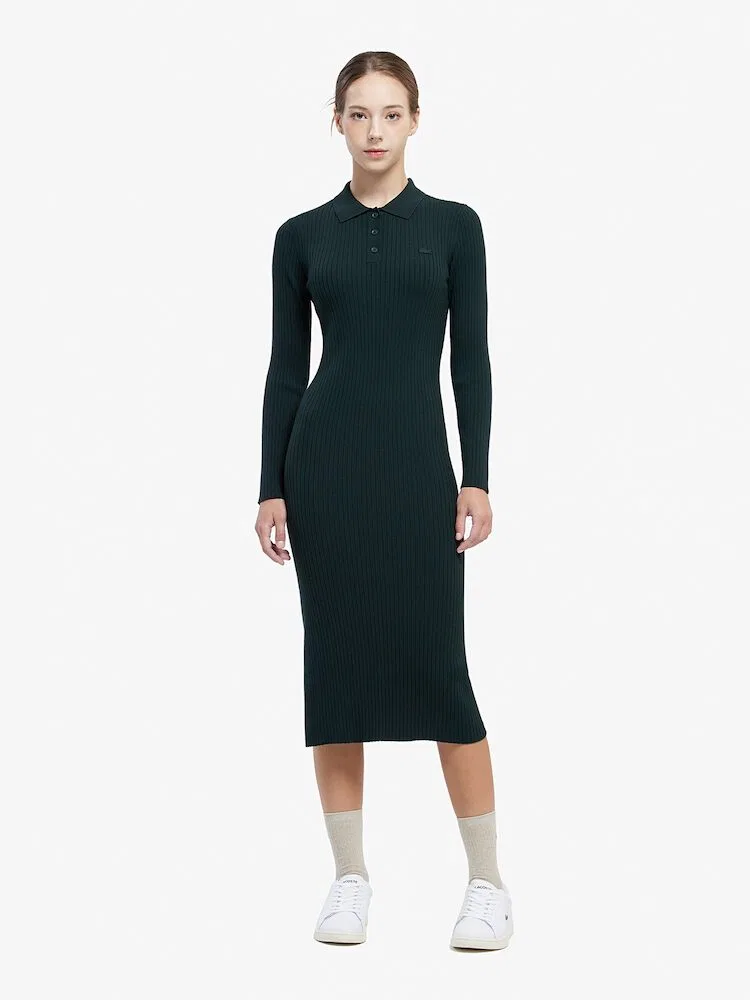 Платье LACOSTE YZP, с воротником-поло, карамелевый