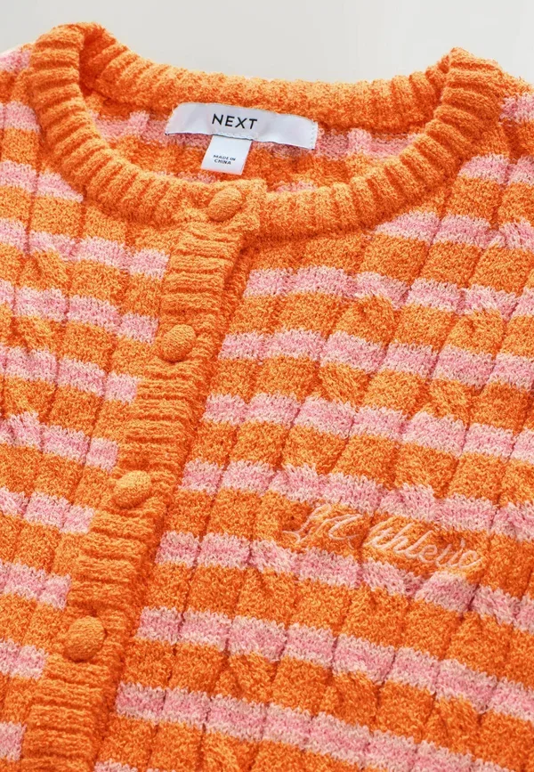 Кардиган с полосками Cable Knit Next, pink orange stripe, оранжевый/розовый — фото 2