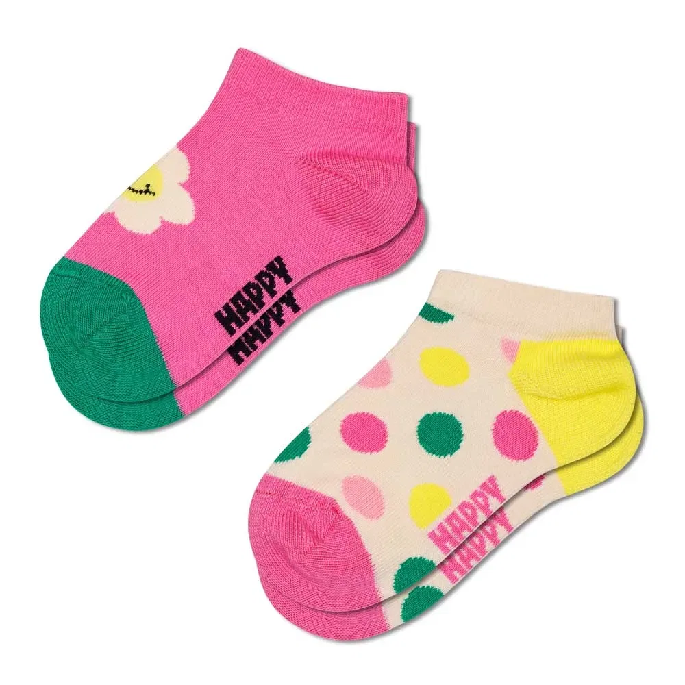 Носки короткие с улыбающейся ромашкой Happy Socks 2 пары, розовый
