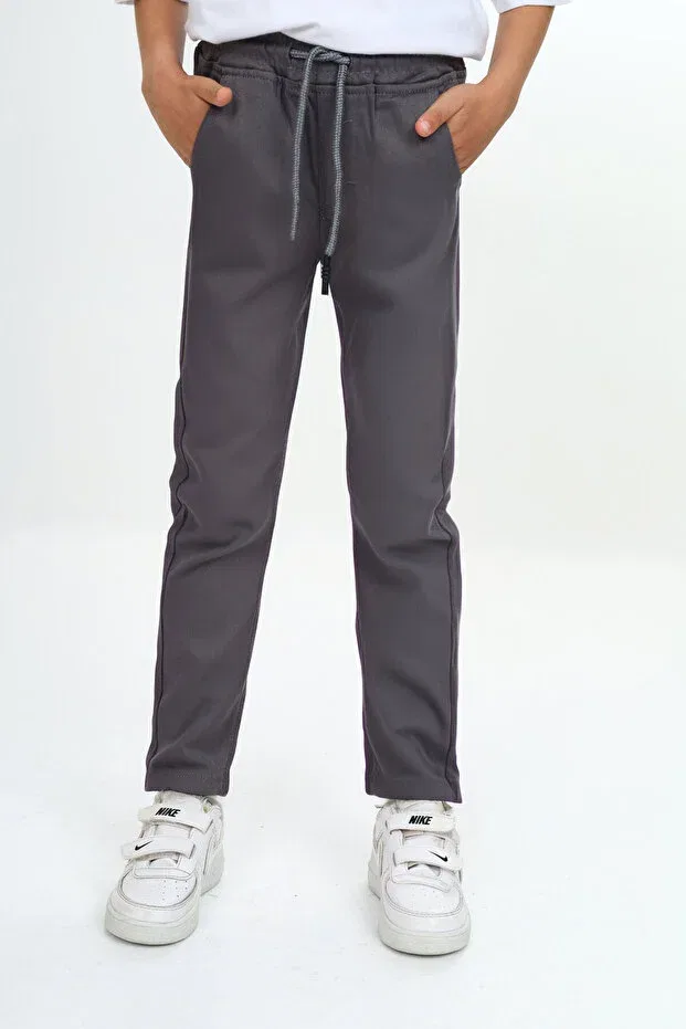 Детские брюки для девочек хлопковые Gabardine Elastic Waist School Pants Pantulux, Gray — фото 2