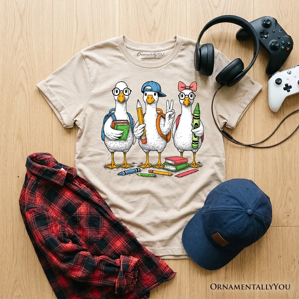 Детская футболка для мальчиков с принтом гуся Back to School OrnamentallyYou, Sand