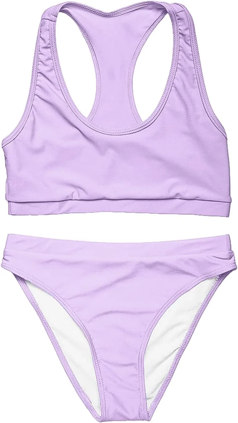 Женский купальный костюм с высокой талией 2 предмета, Light Purple — фото 3