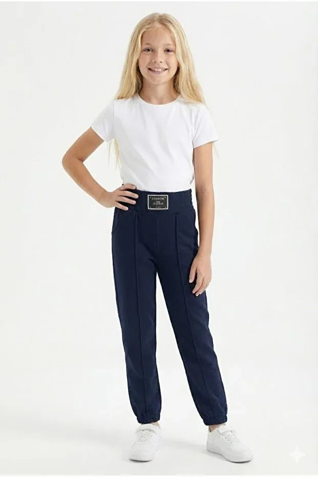 Детские спортивные штаны для девочек утепленные Crassi, Navy Blue