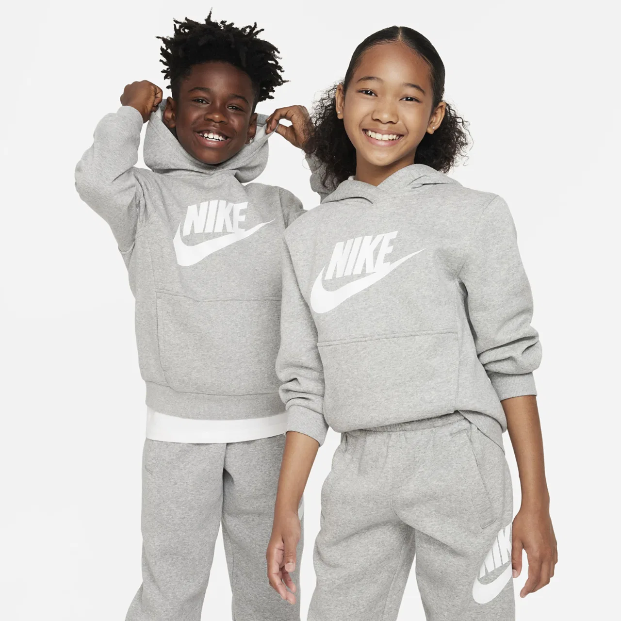 Худи для мальчиков Club HBR Fleece Nike, серый/белый