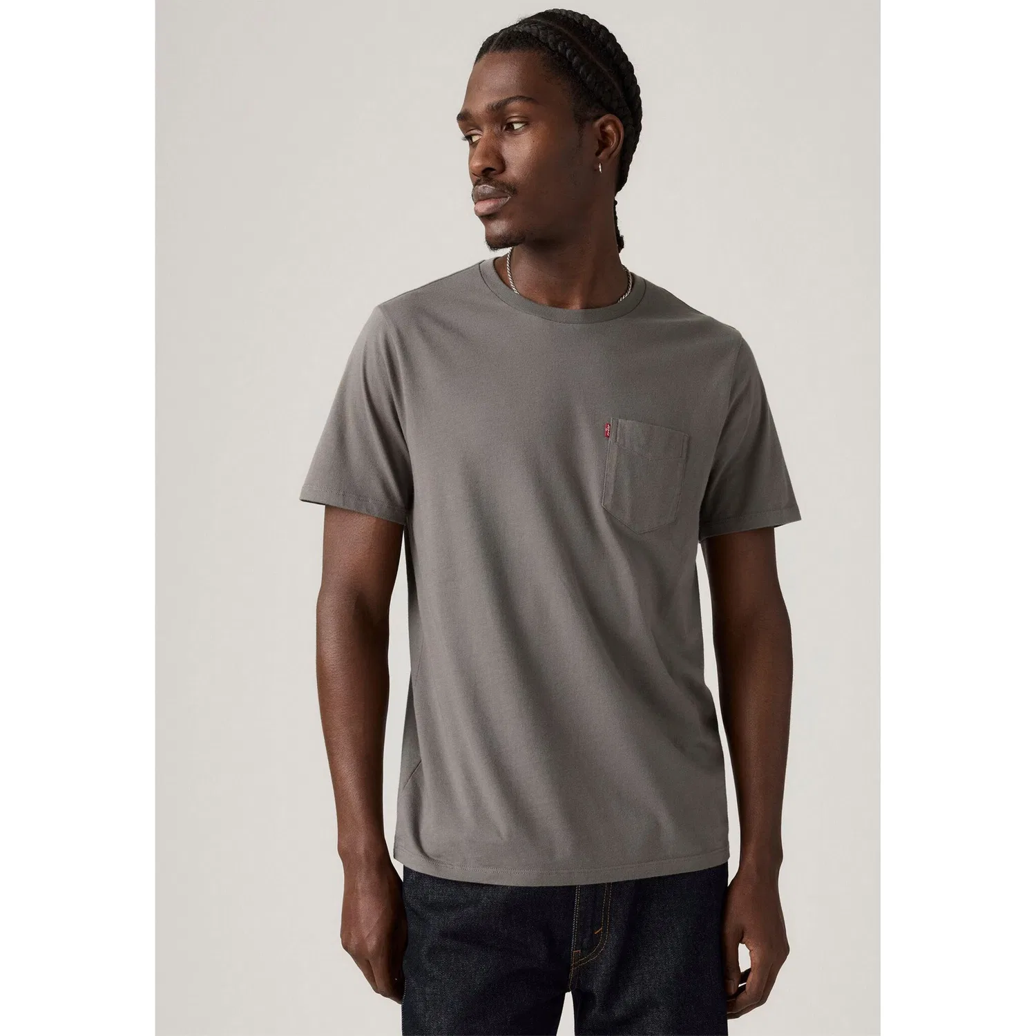 Мужская футболка с нагрудным карманом Classic Pocket Tee Levi's, Smoked Pearl — фото 2