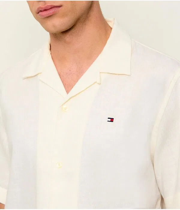 Мужская рубашка из льна с коротким рукавом Tommy Hilfiger, Écru — фото 4