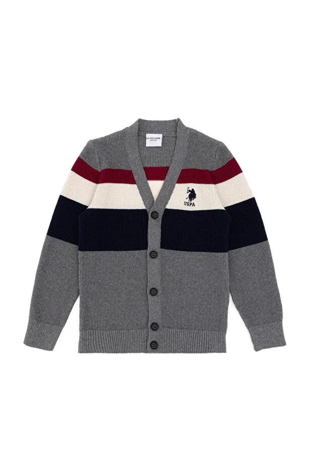 Детский кардиган с длинным рукавом U.S. Polo Assn., Light Gray Melange — фото 3