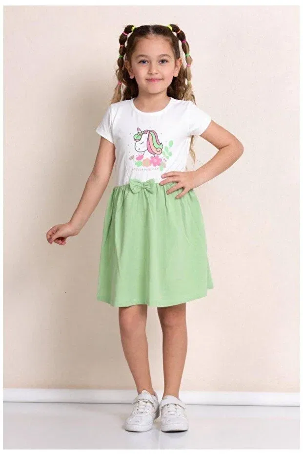 Детское хлопковое платье для девочек Pop Fashion Girls, Green