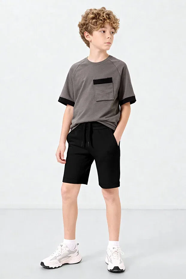 Детские шорты для мальчиков с принтом 2-pack Standard fit basic 2-pack black-beige Tommy Life, Black-Beige — фото 2