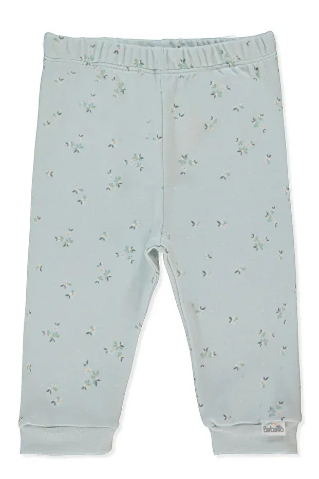 Детские брюки для девочек зауженные Interlock pants without booties (flower garden) Bebetto, Mint