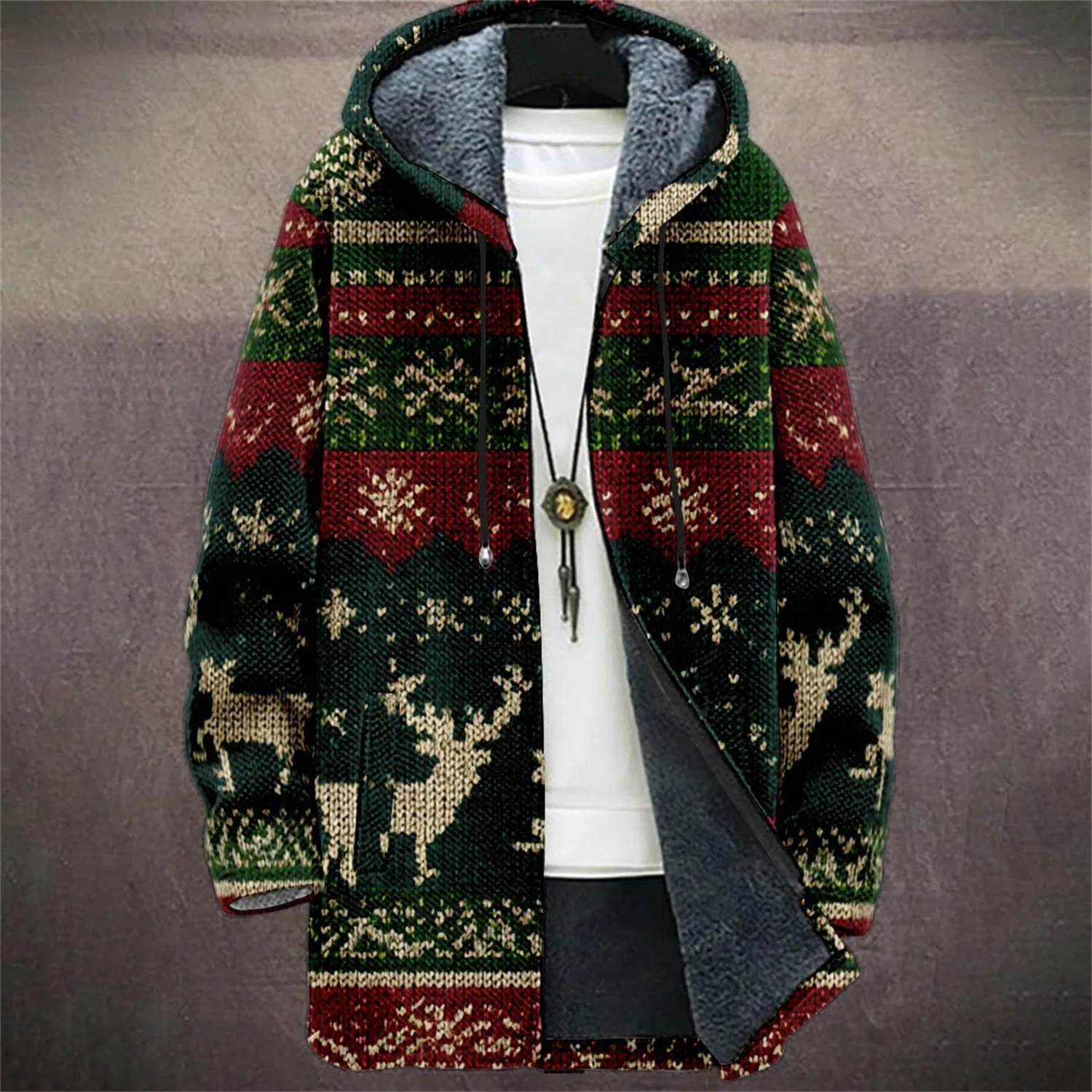 Мужская куртка с капюшоном и принтом 3D Digital Print, Dark Green-14 — фото 2