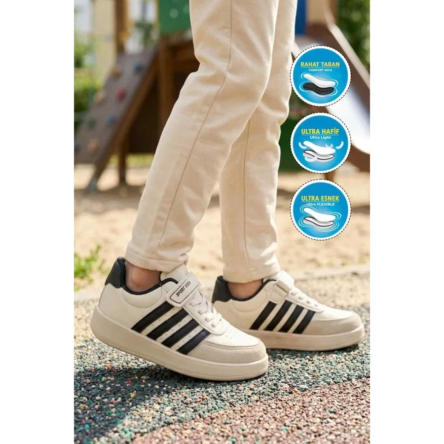 Детские спортивные туфли на липучках Lafonten 754 F Walkway, Бело-индиго