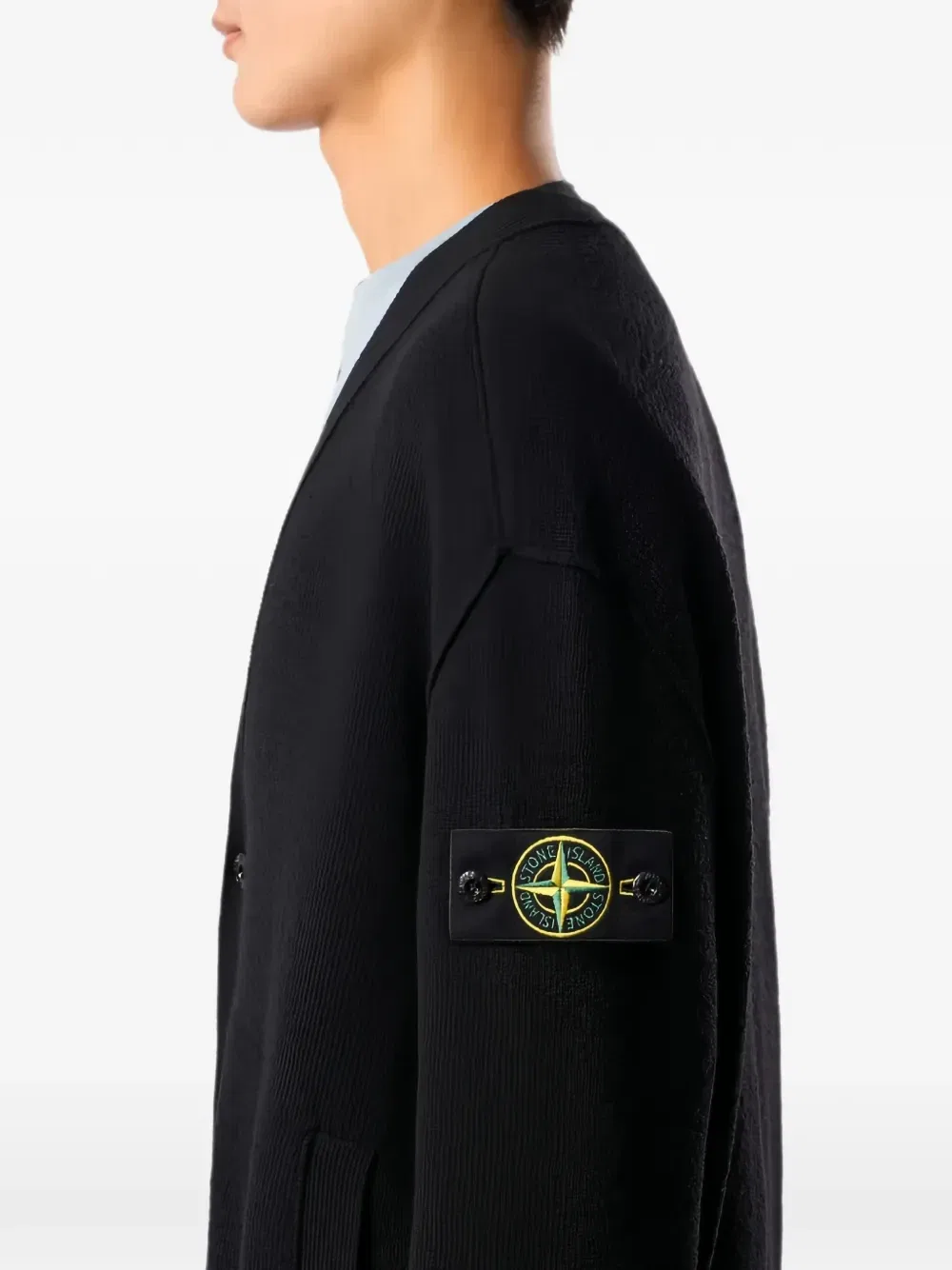 Кардиган на пуговицах с логотипом-нашивкой Stone Island, черный — фото 3